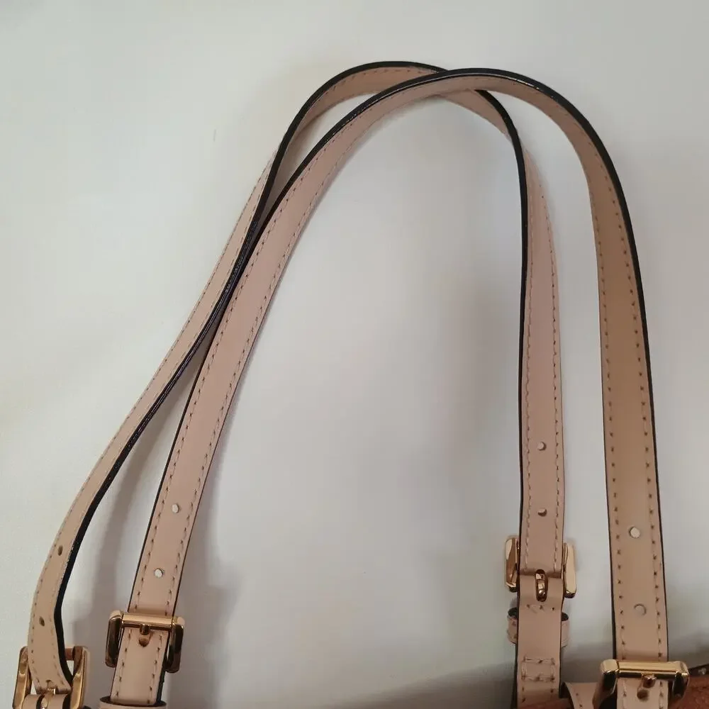 Michael Kors Bedford Pebbled Leather Tote Bag Brown Shoulder Pocket Purse Medium